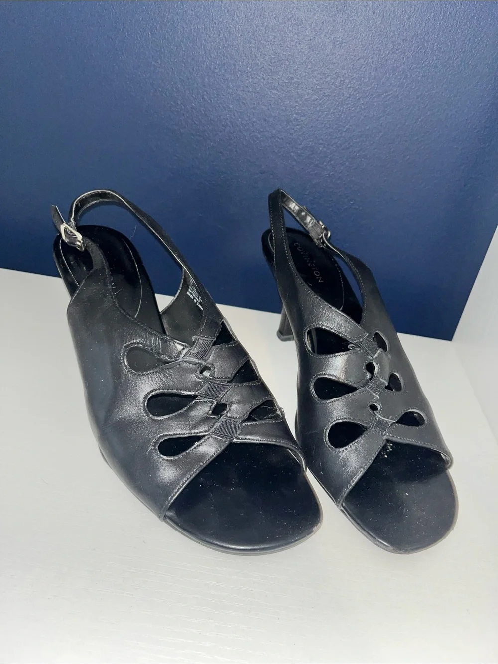 Covington Black Cutout Slingback Heels
